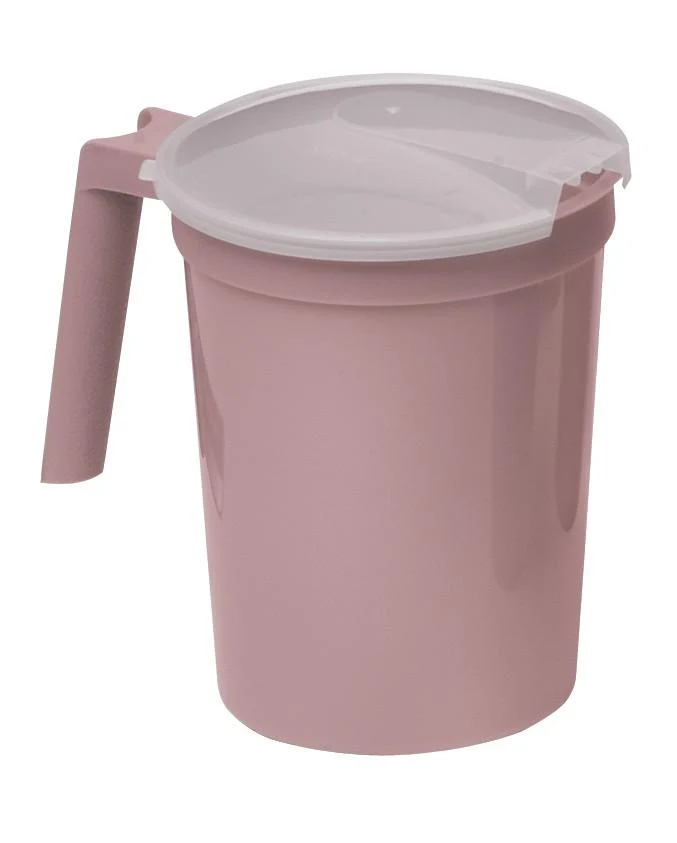 Medegen Bedside Pitcher with Straw Port and Translucent Lid 28 oz, Dusty Rose