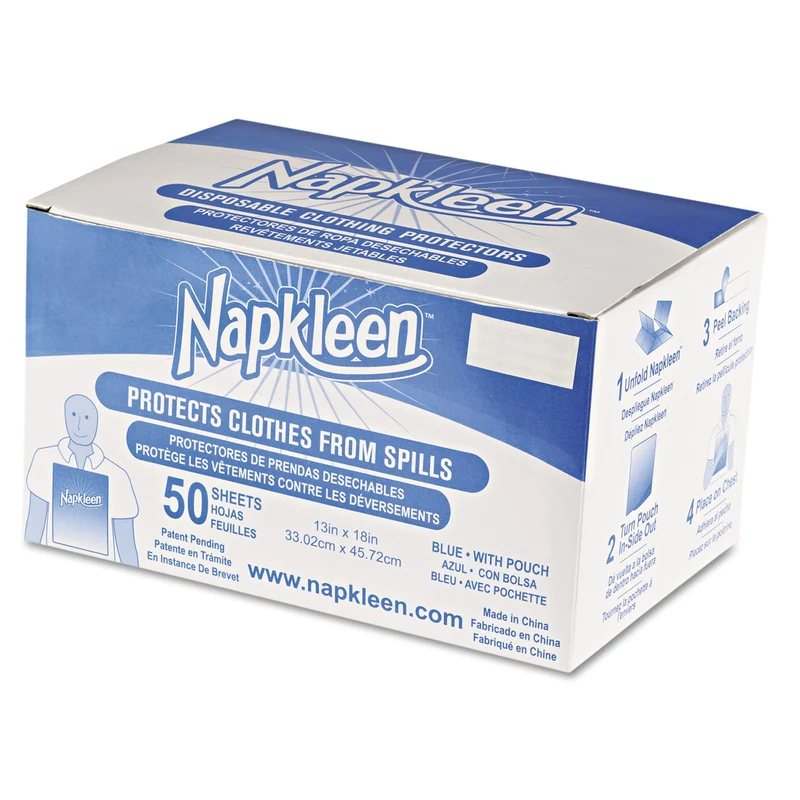 Hermell Naplkleen Disposable Adult Bib, 13" x 18", Blue, Large
