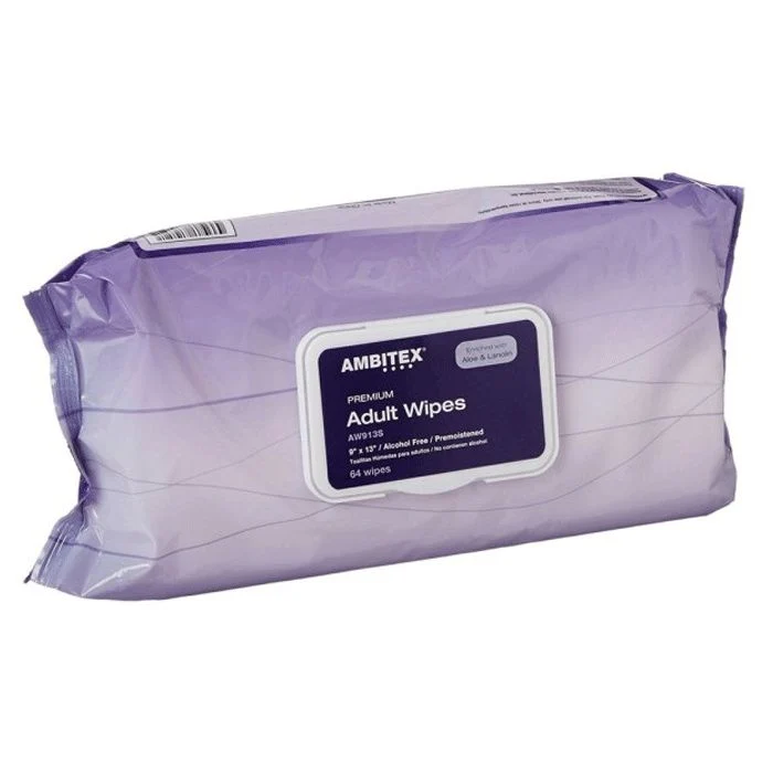 Ambitex® Adult Wipes, 9" x 13" White