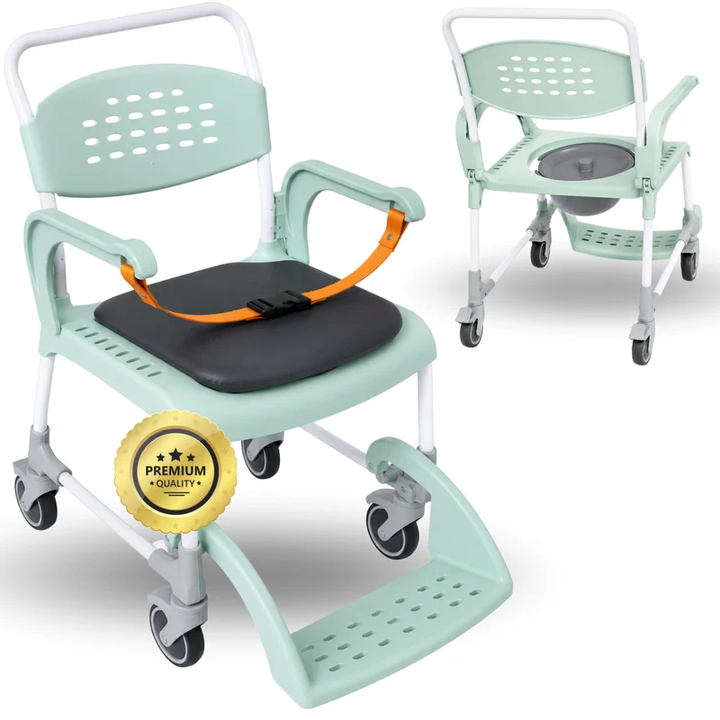 Chaise Percée Douche avec Roues 3 en 1 | Assise avec Drainage