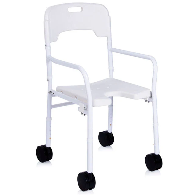 Chaise de douche avec roues et hauteur réglable | Pliable