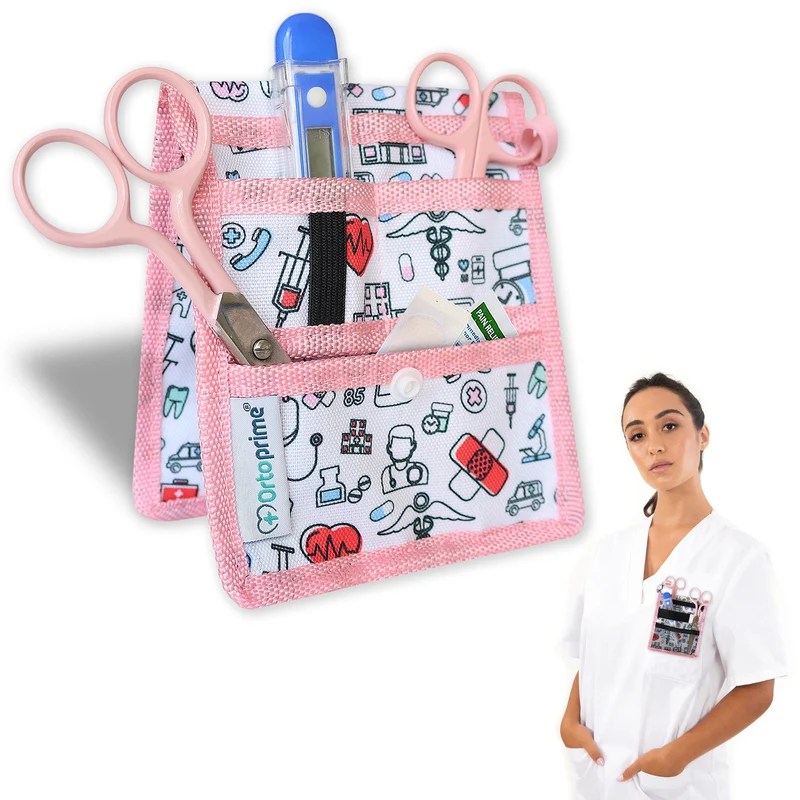 Pochette d'infirmière avec Compartiments Divers | Rose