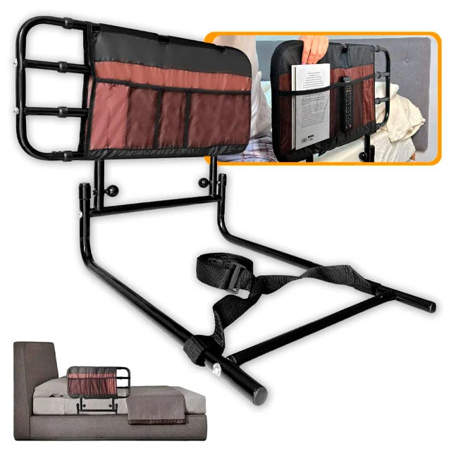 Barrière de Lit pour Adulte avec Poches et Réglable