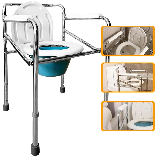 Chaise WC Portable avec Urinoir Intégré et Réglable en Hauteur