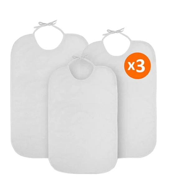 Pack 3 Bavoir Imperméable - Réutilisable pour les Personnes Âgées