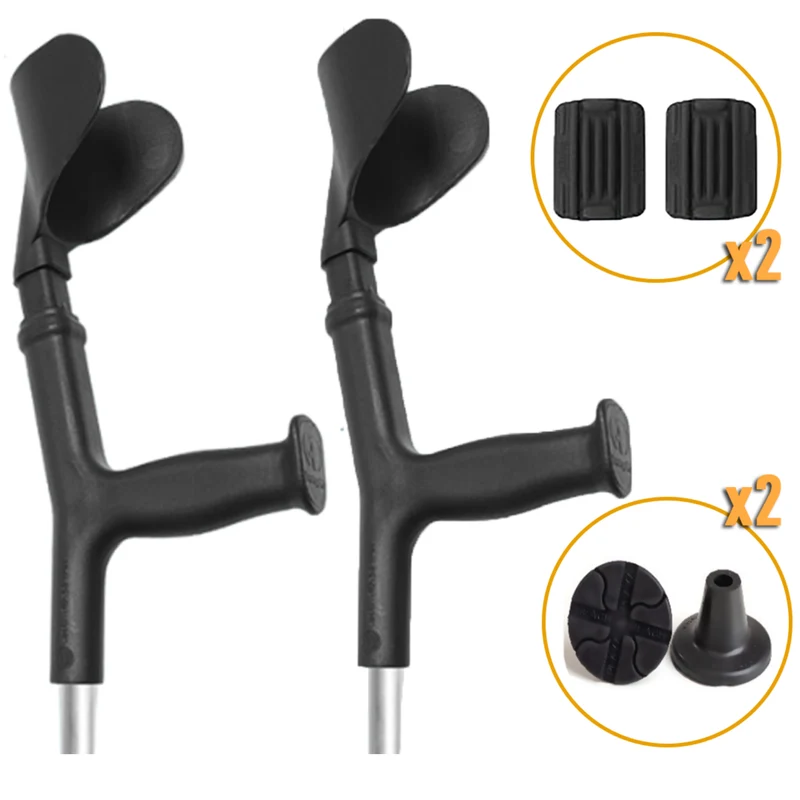 Pack Complet de Béquilles Orthopédiques + Coussinets + Embouts Larges