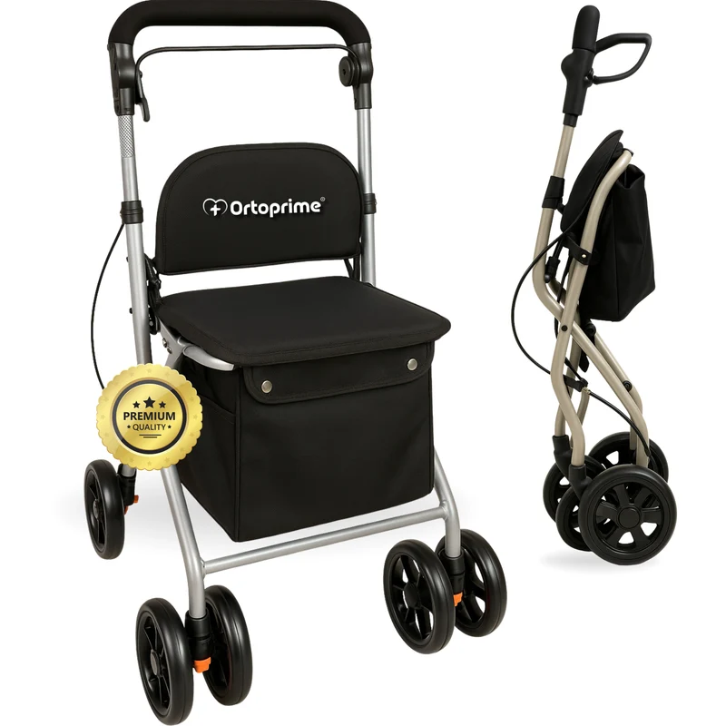 Déambulateur Rollator Pliant Adulte avec Chariot