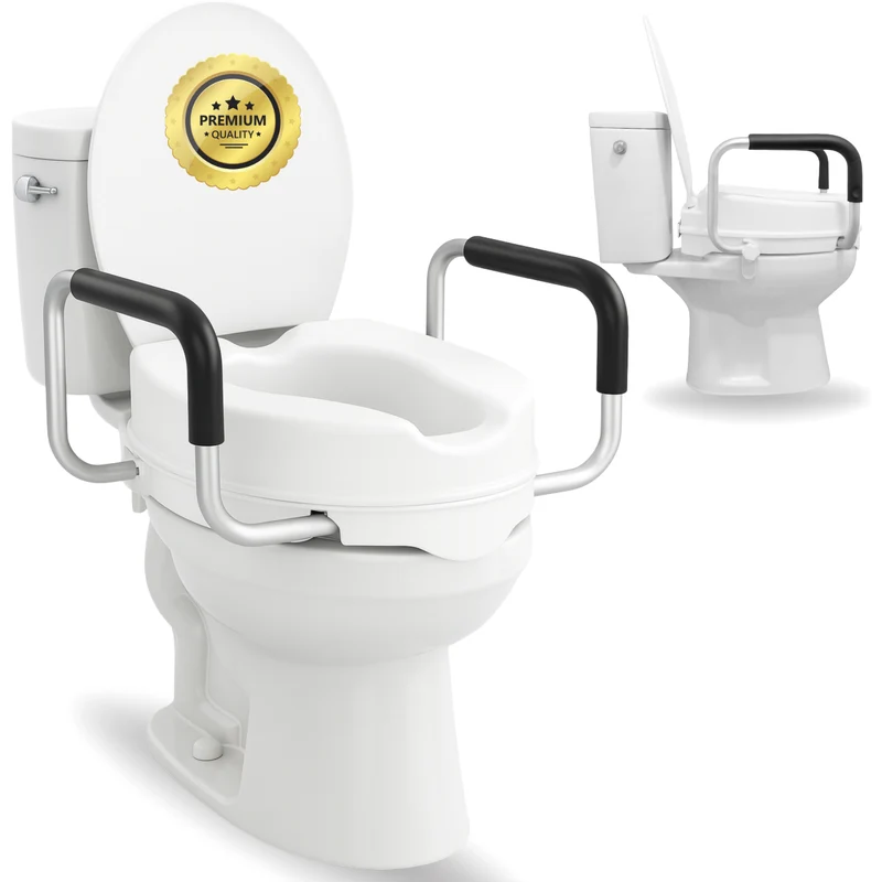 Élévateur WC 10cm avec Couvercle et Bras | Rehausseur WC