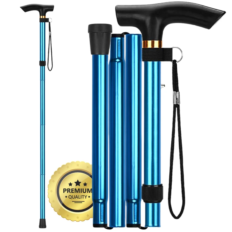 Canne Pliante et Extensible pour Marcher | Canne Bleue