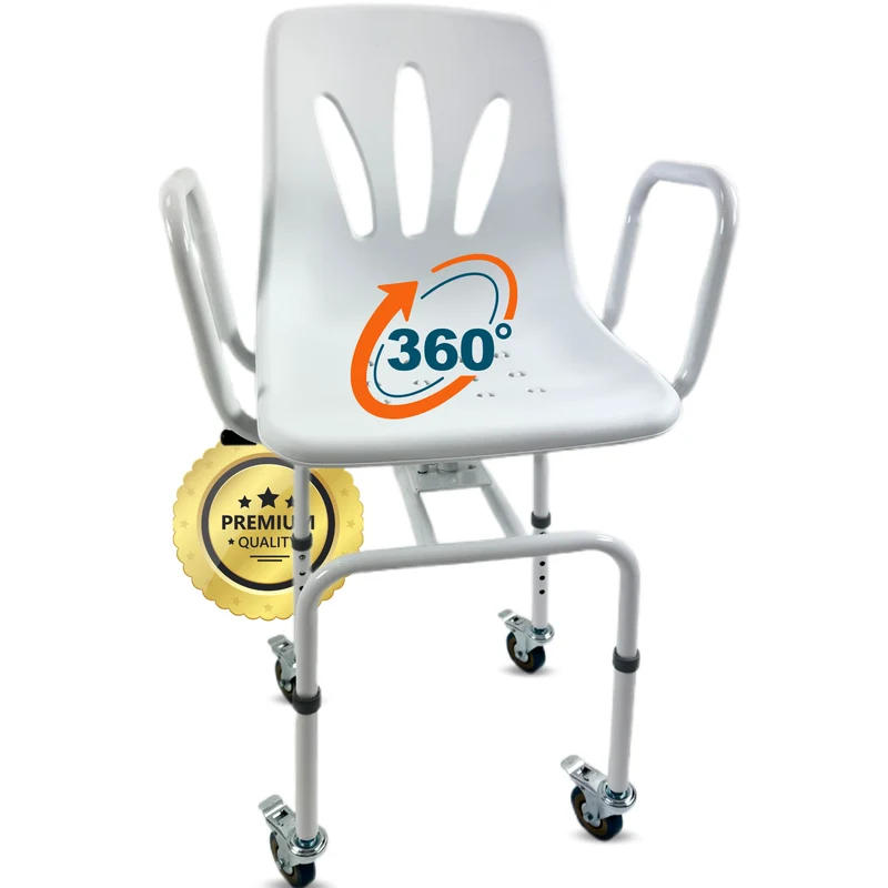 Chaise de Douche Pivotante 360º Avec Roues | Chaise Bain Adultes