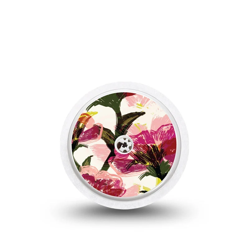 Autocollant pour capteur ExpressionMed Freestyle Libre 2 : Fleurs bordeaux
