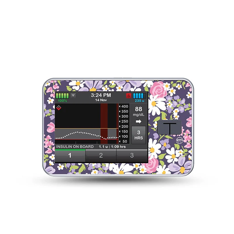 Autocollant décoratif ExpressionMed Tandem t:slim : Fleurs roses et violettes