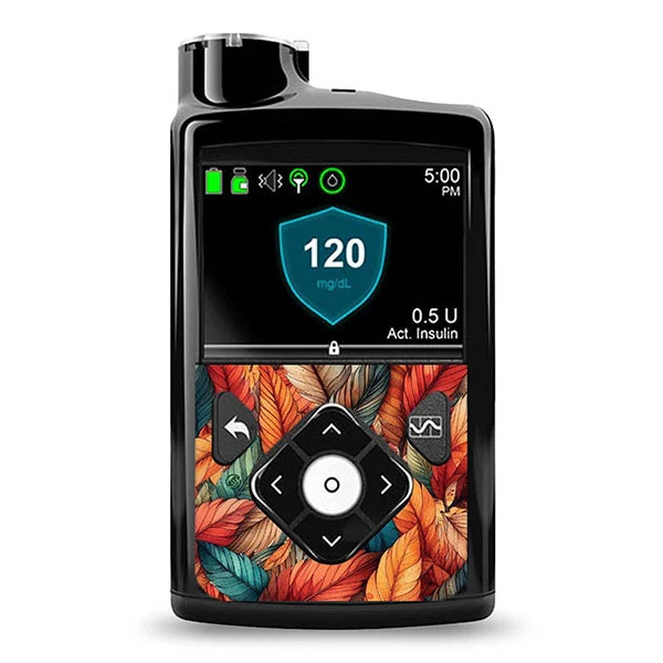 Autocollant décoratif ExpressionMed Medtronic Minimed : Plumes de feuilles d'automne