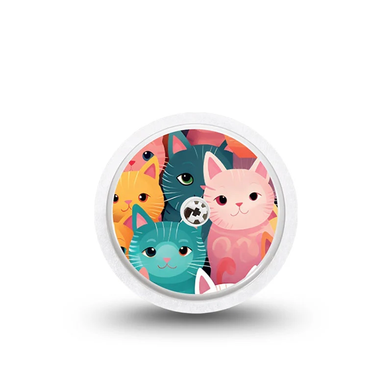 Autocollant pour capteur ExpressionMed Freestyle Libre 2 : Chats arc-en-ciel