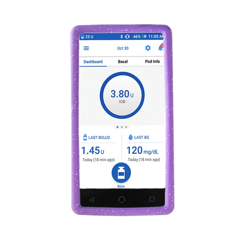 Coque Gel Omnipod DASH : Paillettes violettes