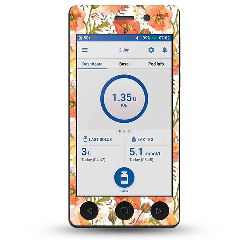 Autocollant décoratif ExpressionMed Omnipod Dash : Fleurs de pêche