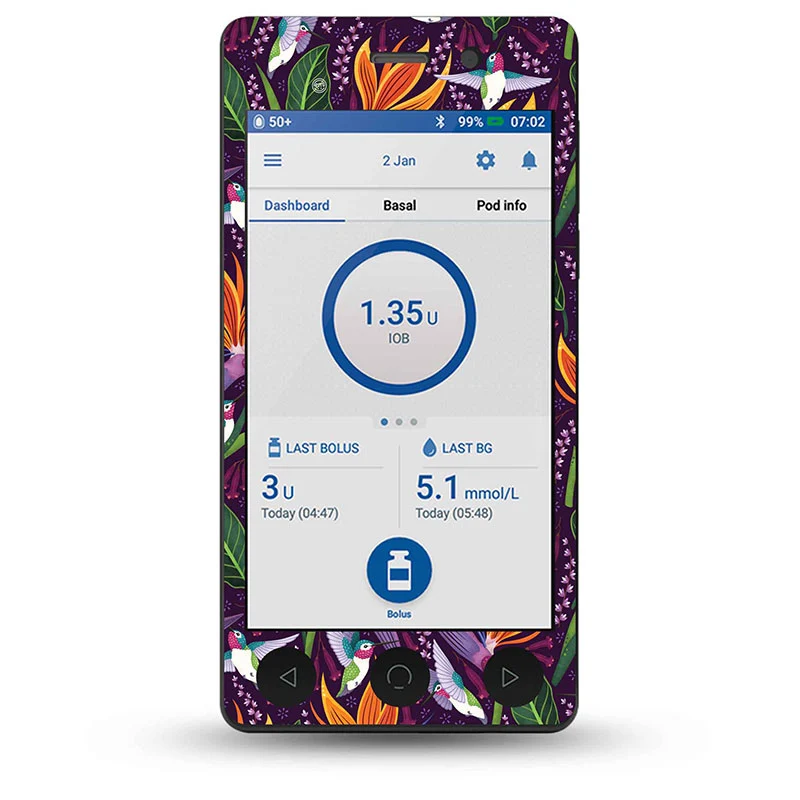 Autocollant décoratif ExpressionMed Omnipod Dash : Colibri