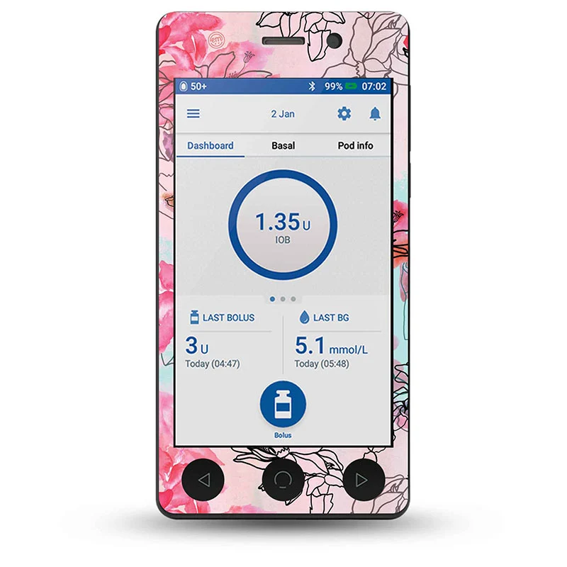 Autocollant décoratif ExpressionMed Omnipod Dash : Fleurs fantaisistes