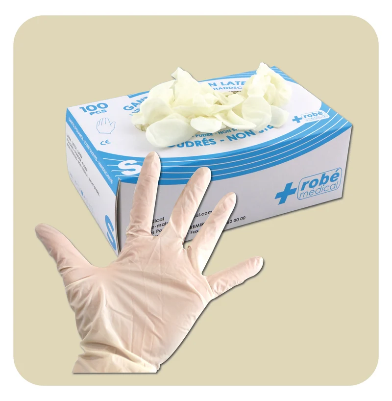 Gants d'examen latex poudrés - 5 g - Aql 1,5