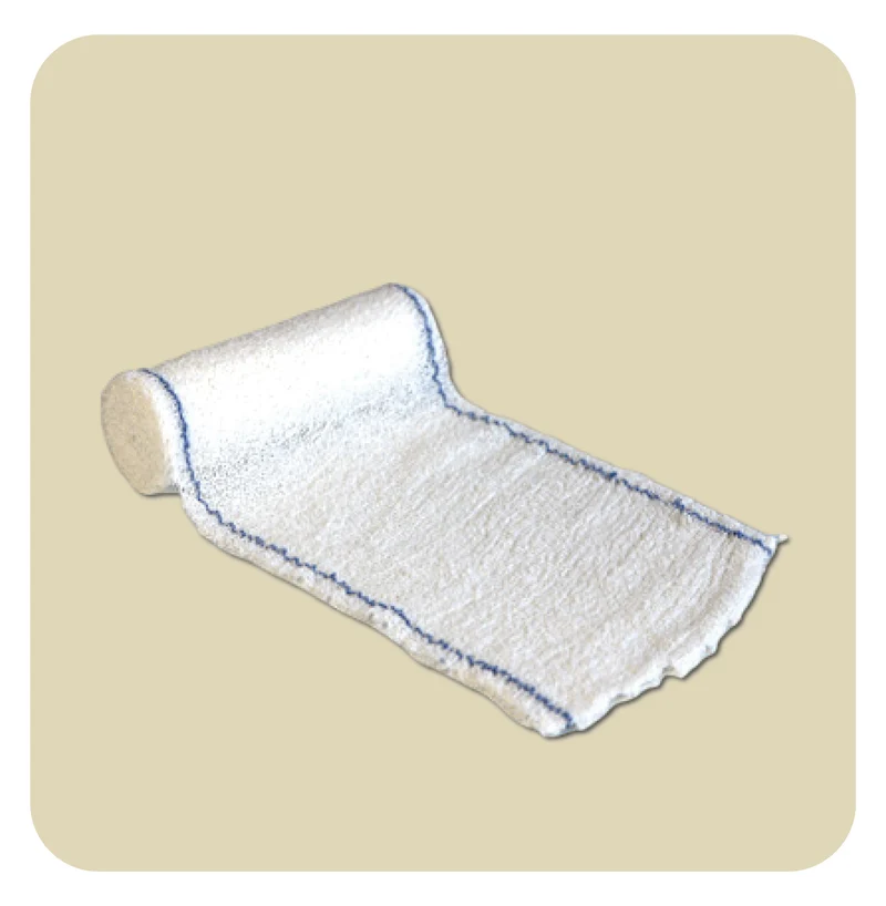 Bandes de crêpe en coton tissé avec lisières bleues