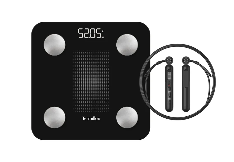 GYMFIT Connect - Pack 2 en 1 : Pèse personne et corde à sauter connectés Bluetooth