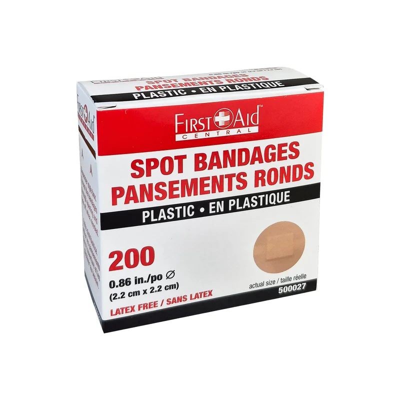 Pansements adhésifs en plastique ronds, Boite de 200