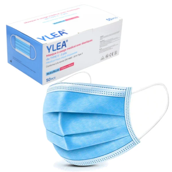 Masques Chirurgicaux BLEUS Type II - Niveau de Filtration Maximal >99% - Boîte de 50