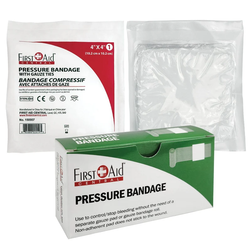 Bandages compressifs stériles avec attaches en gaze - 10 cm - Boîte unitaire
