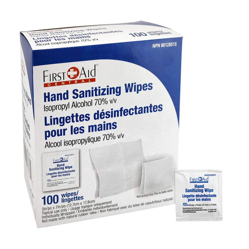 Lingettes désinfectantes pour les mains - Boite de 100