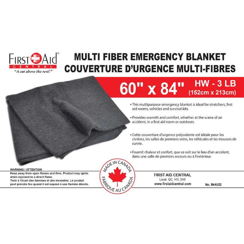 Couverture d'urgence épaisse multi-fibres (60" x 84")