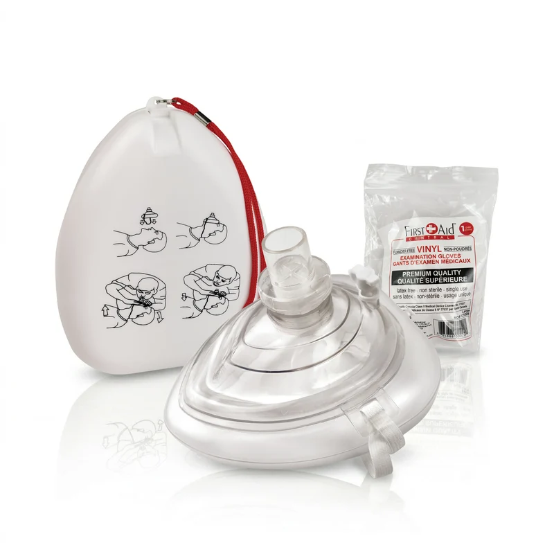 Masque de poche RCR avec gants dans un étui en plastique