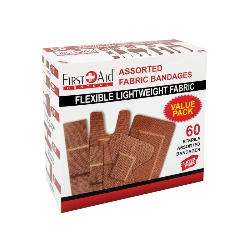 Pansements adhésifs en tissu assortis (boîte de 60)