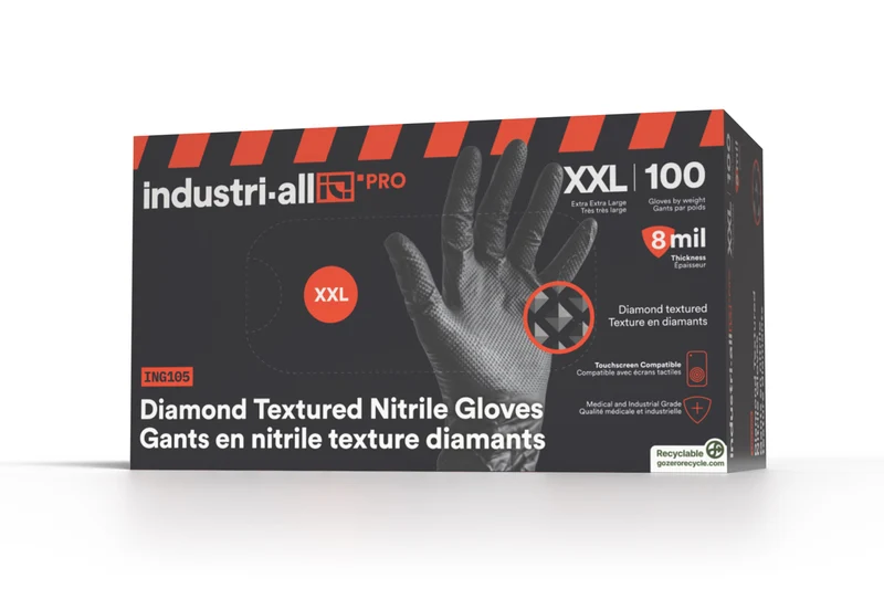 ING-100 Industrial black diamond nitrile gloves