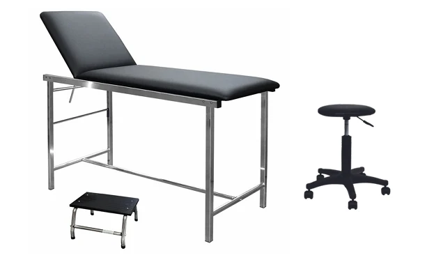 Divan D'examen Inox + Marchepied 1 marche + Tabouret
