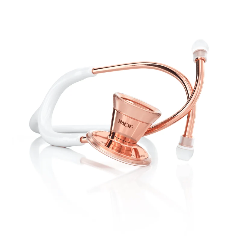 ProCardial® Stéthoscope de Cardiologie Adulte en Acier Inoxydable - Or Rose / Blanc