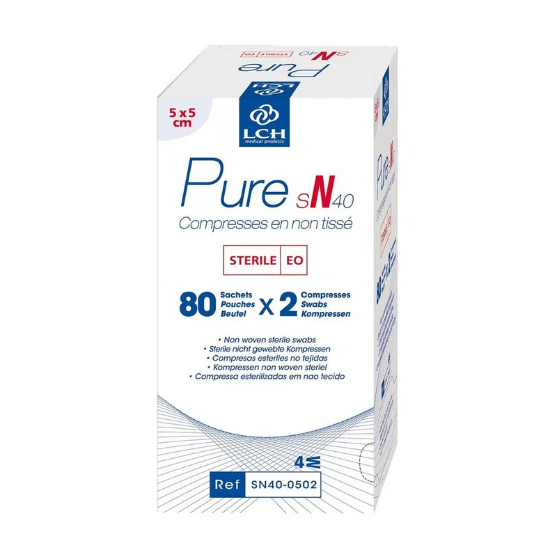 Compresses en non tissé stériles 40g LCH - 5x5cm