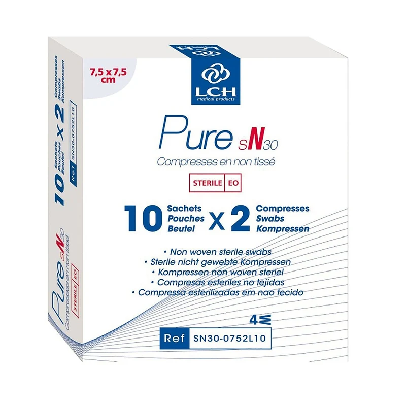 Compresses en non tissé stériles 30g LCH - 7,5x7,5cm