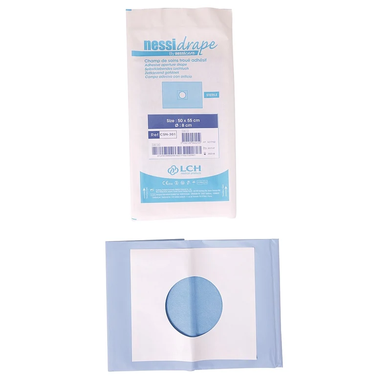 Champs de soin stériles fenestrés avec adhésifs Nessidrape LCH - Boîte de 50