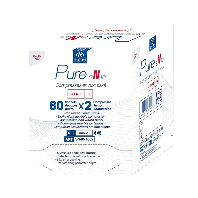 Compresses en non tissé stériles 40g LCH - 10x10cm