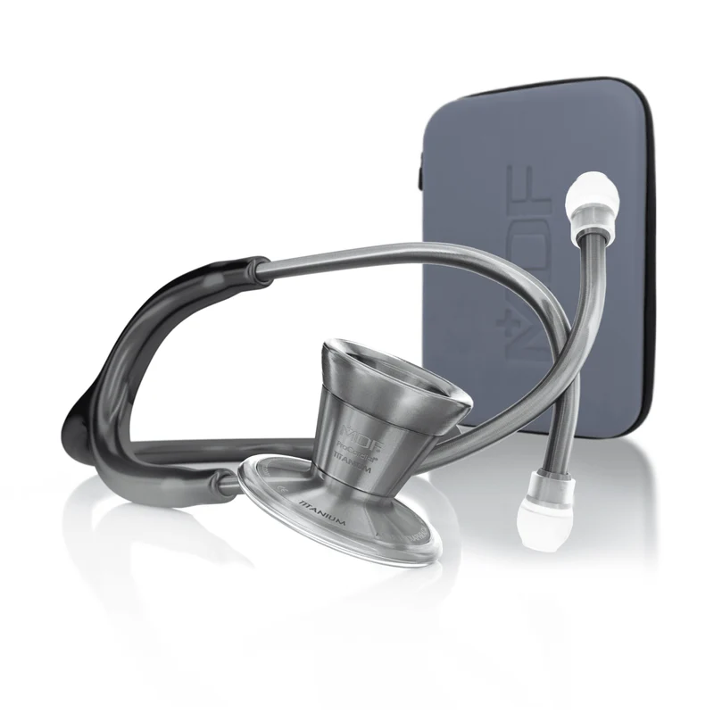 ProCardial® Titane - Stéthoscope de Cardiologie Adulte - Noir / Metalika avec Étui