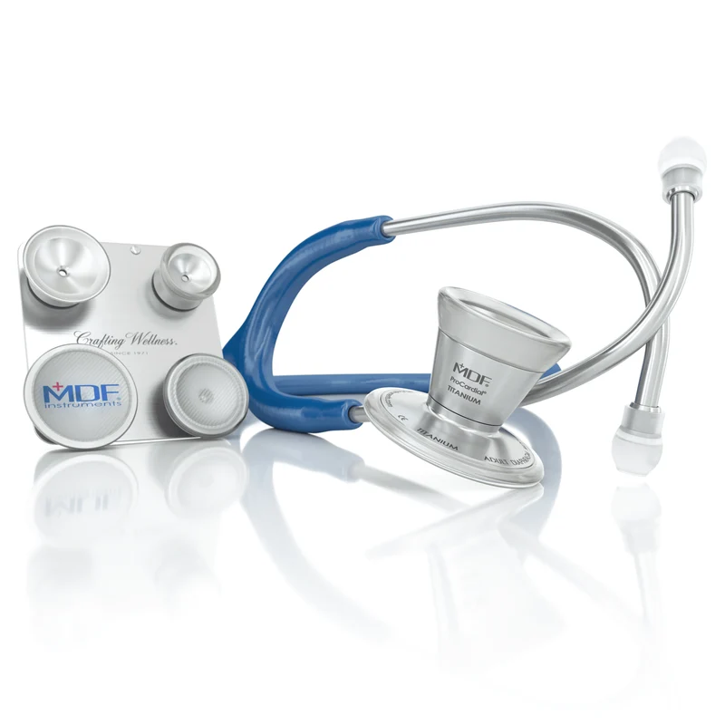 ProCardial® Titane - Stéthoscope Adulte & Pédiatrique & Nourrisson de Cardiologie - Bleu Royal