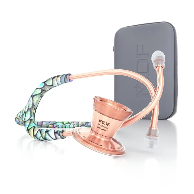 ProCardial® Titane - Stéthoscope de Cardiologie Adulte - Mermaid / Or Rose avec Étui