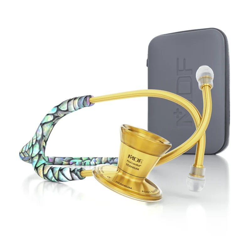 ProCardial® Titane - Stéthoscope de Cardiologie Adulte - Mermaid/Or avec Étui
